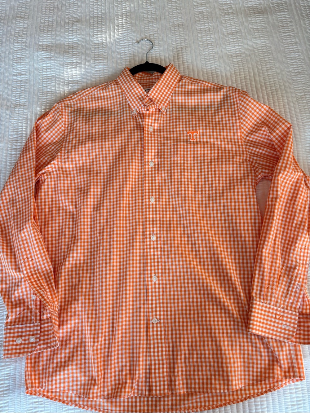 Cutter & Buck Orange Gingham Button-Down Shirt